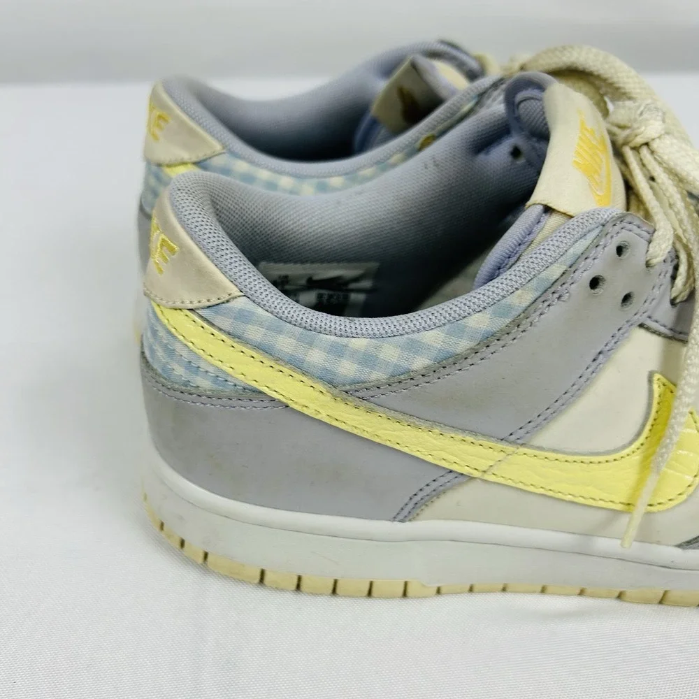 Nike Dunk Low Shoes Girls 6.5Y Purple Yellow Gingham Sneakers FJ4641-536